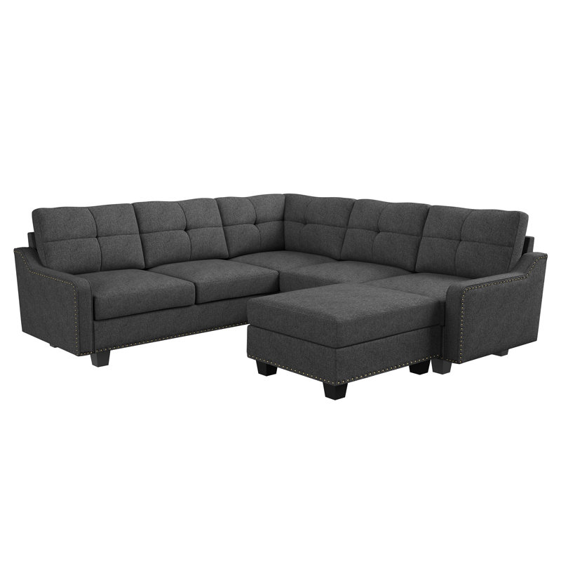 Lark Manor™ Tufted Corner Sectional Sofa With Storage Tray Ottoman & Reviews Wayfair